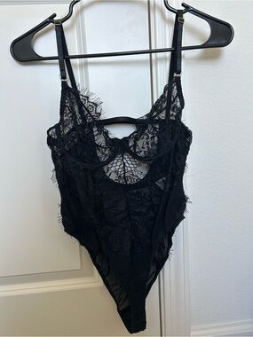 OOTDFash Black Lace Sheer Bodysuit